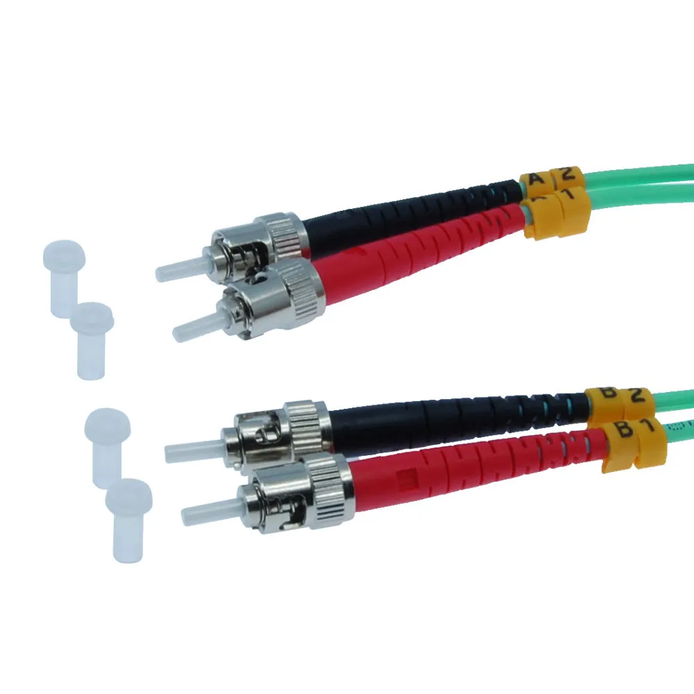 10m ST-ST 10Gb 50/125 OM3 M/M Duplex Fiber Cable Aqua Jacket