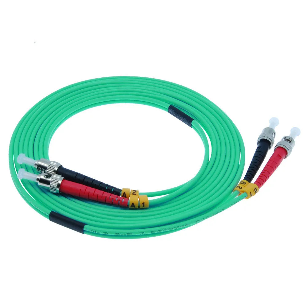 10m ST-ST 10Gb 50/125 OM3 M/M Duplex Fiber Cable Aqua Jacket