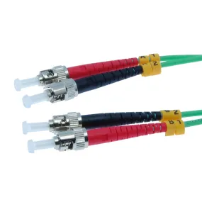10m ST-ST 10Gb 50/125 OM3 M/M Duplex Fiber Cable Aqua Jacket