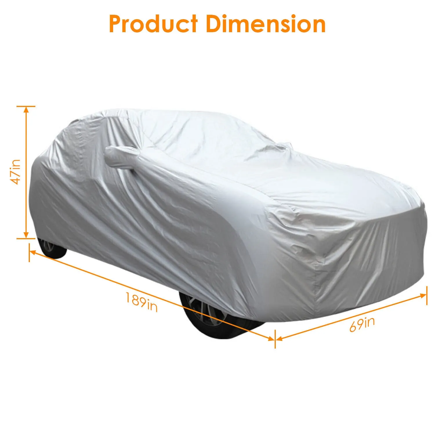 189x69x47in Full Car Cover All Weather UV Protection Automotive
