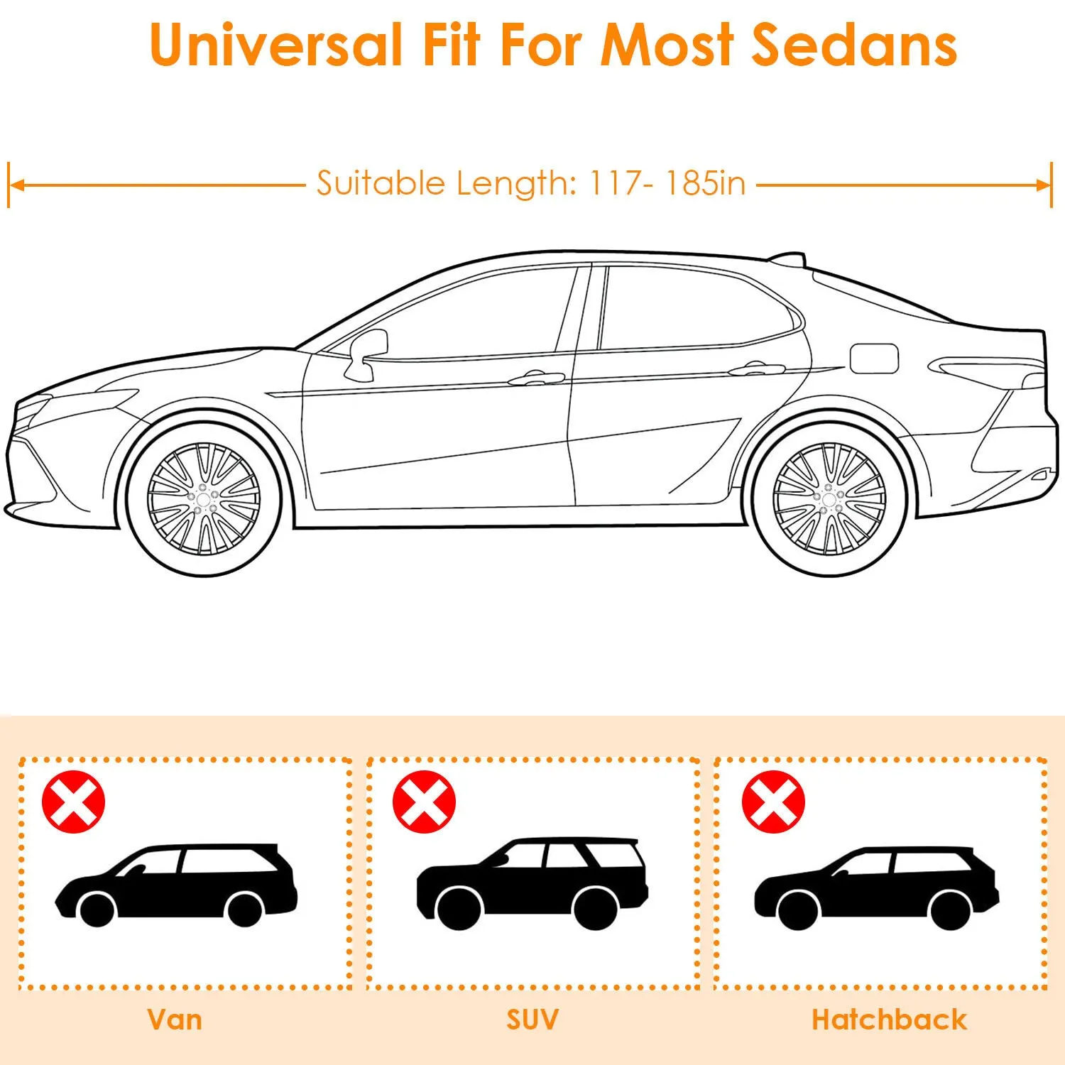 189x69x47in Full Car Cover All Weather UV Protection Automotive