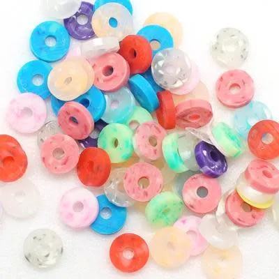 4mm Vinyl/Vulcanite Heishi Beads - Mixed Colors (Rainbow Flower)