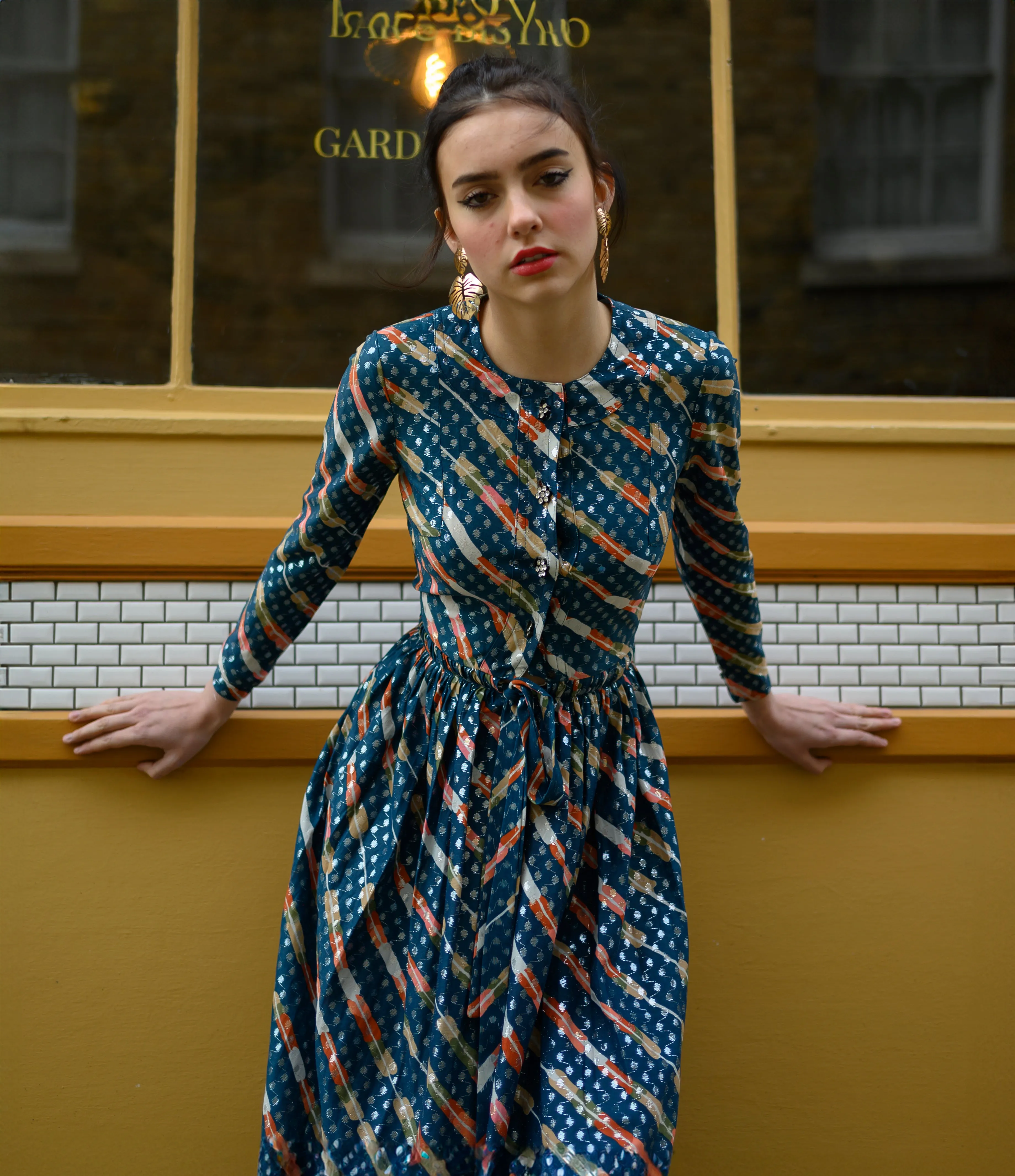 70s Metallic Jean Varon  Maxi Dress