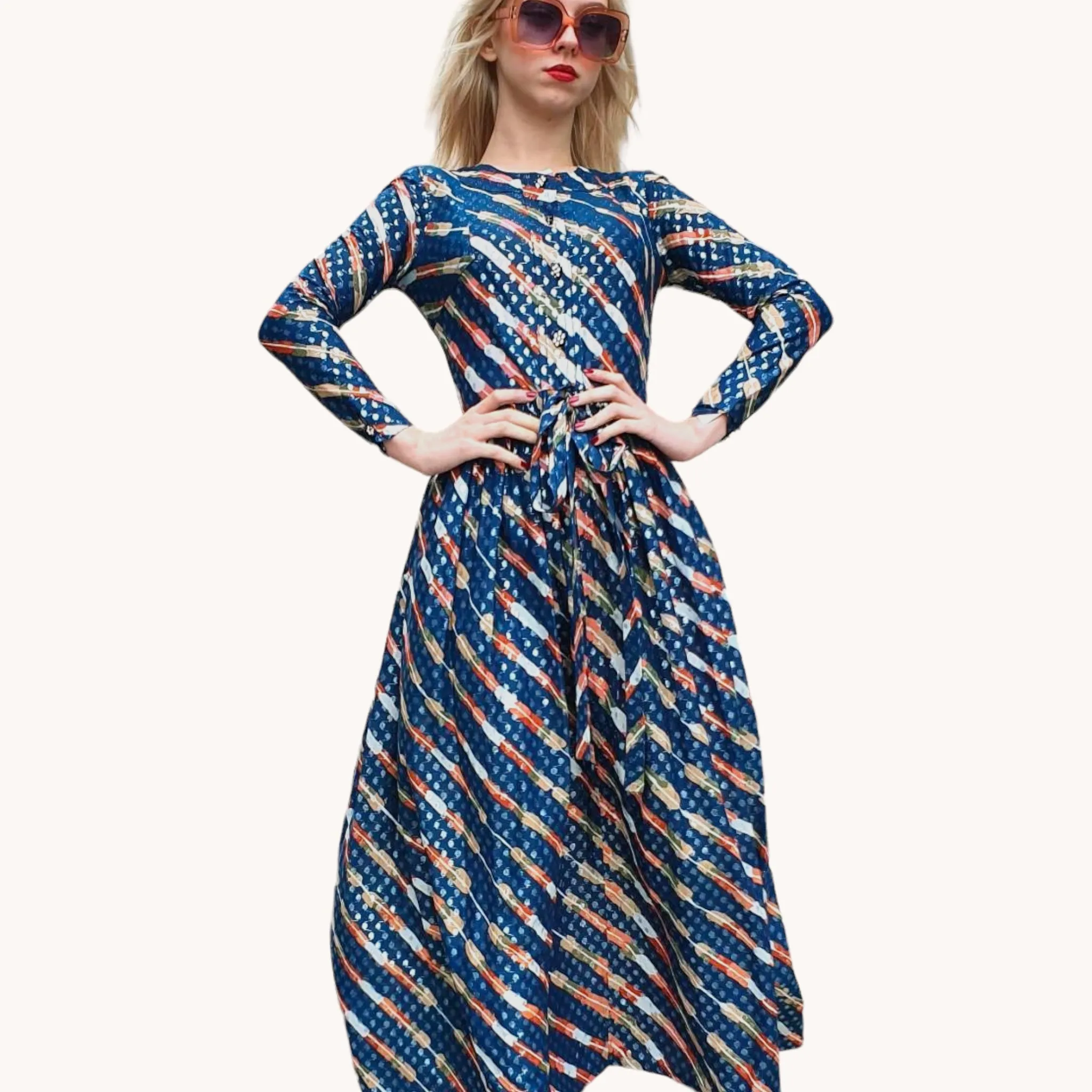 70s Metallic Jean Varon  Maxi Dress