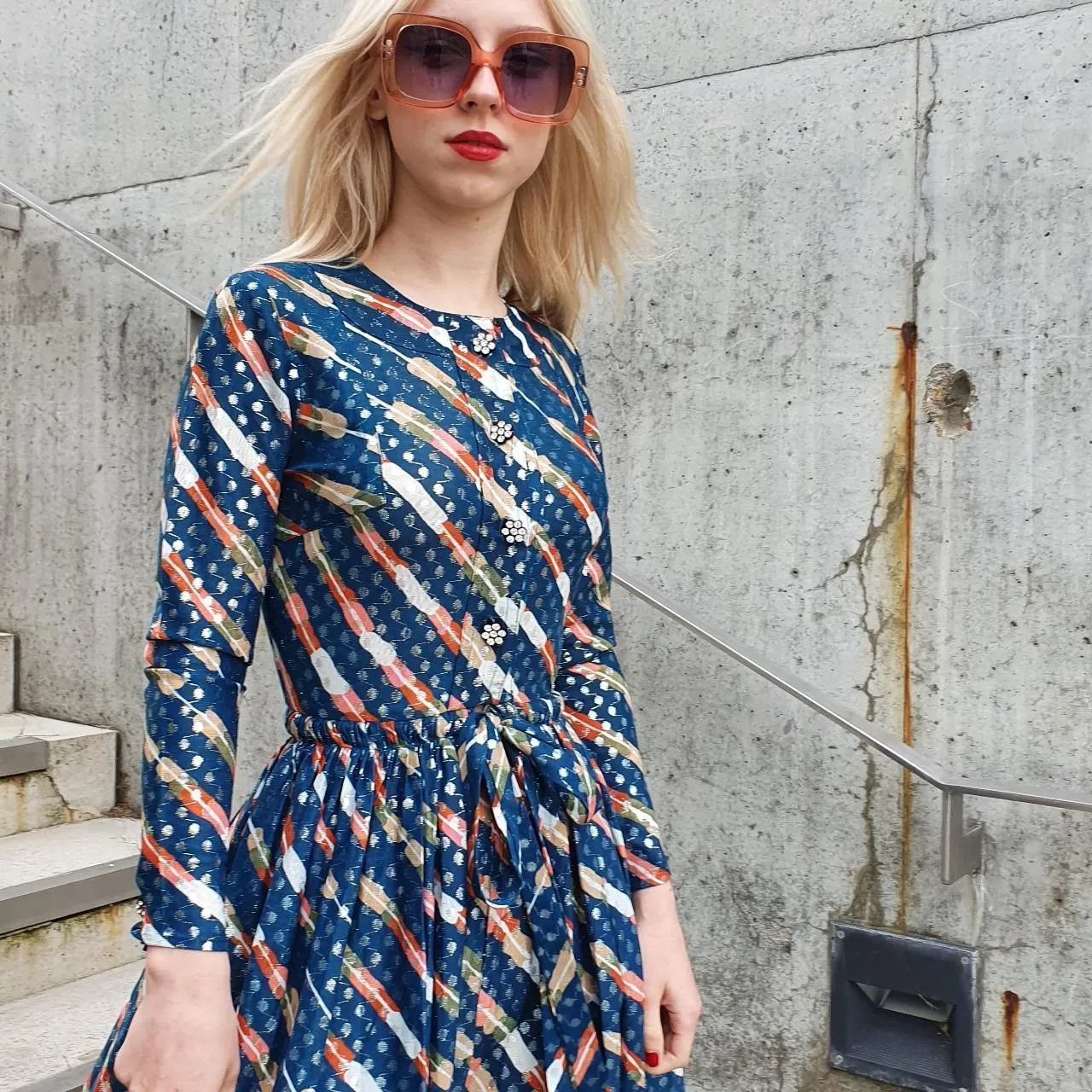 70s Metallic Jean Varon  Maxi Dress