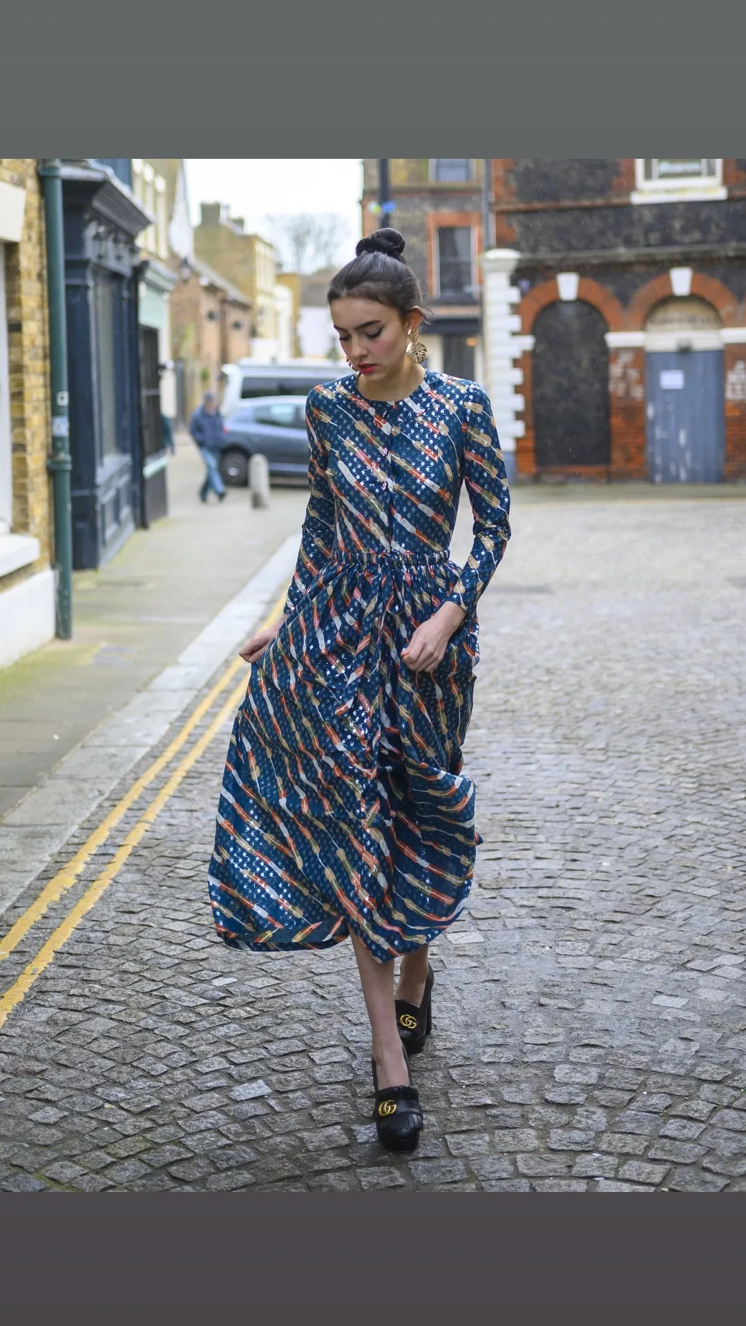 70s Metallic Jean Varon  Maxi Dress