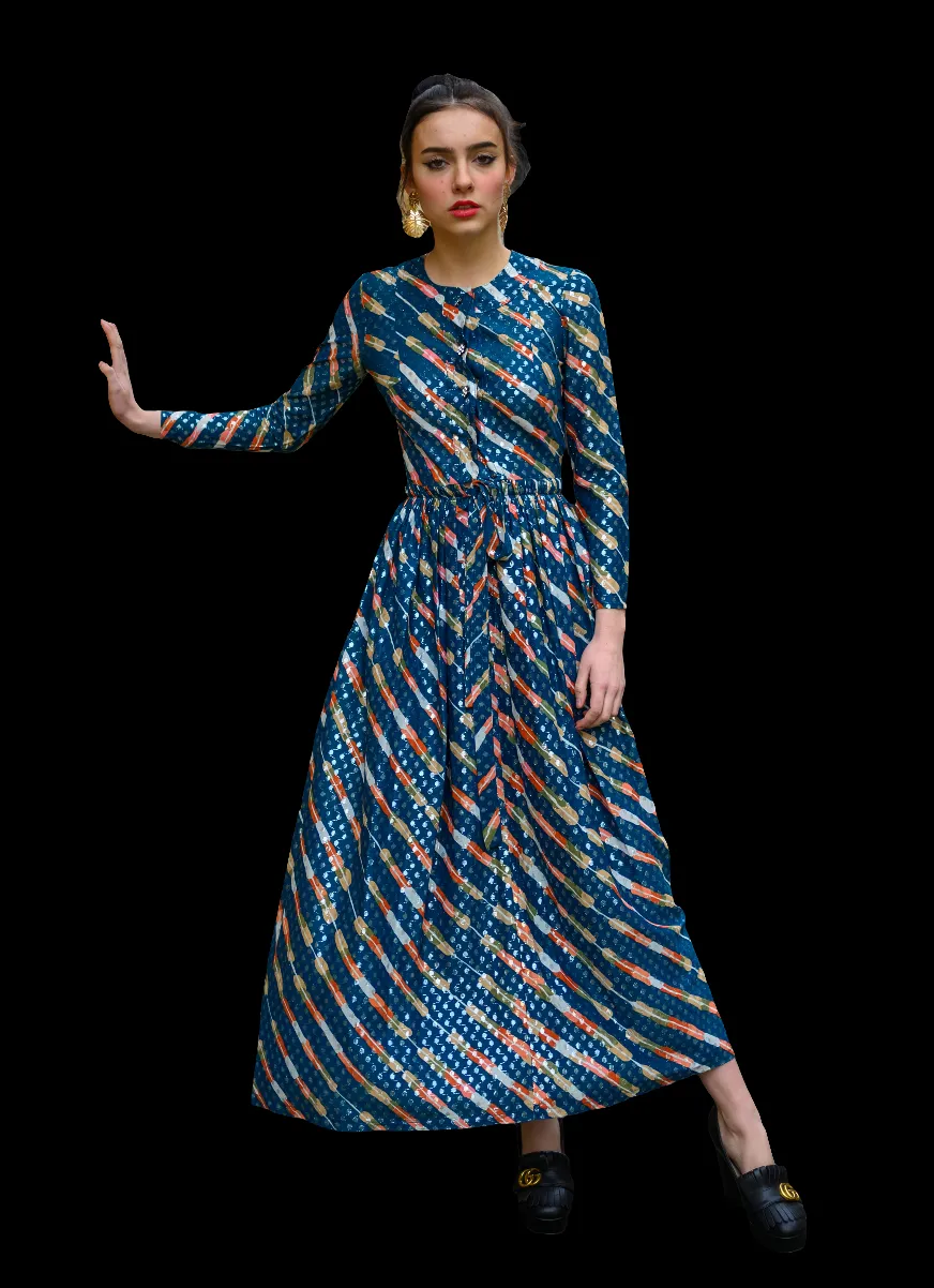 70s Metallic Jean Varon  Maxi Dress
