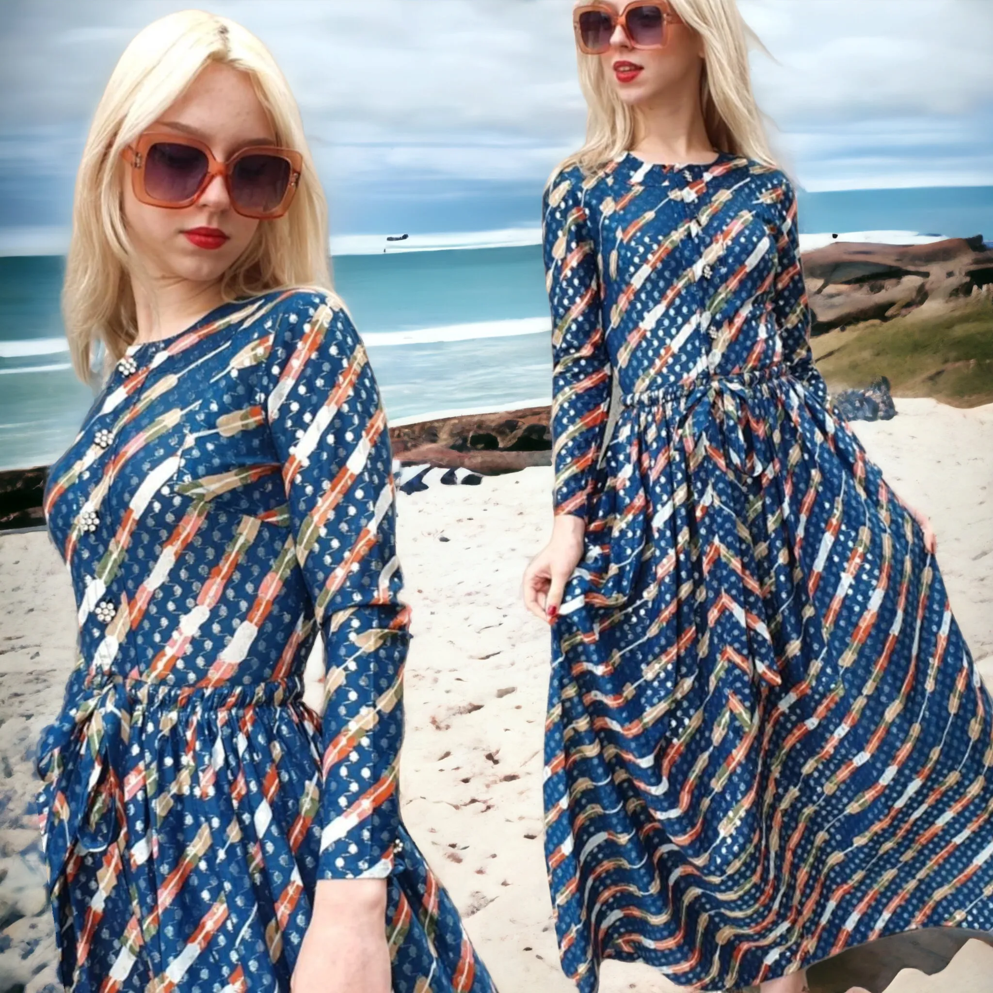 70s Metallic Jean Varon  Maxi Dress