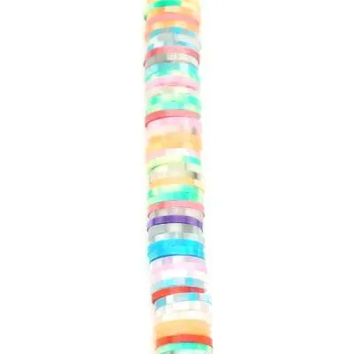 8mm Vinyl/Vulcanite Heishi Beads - Mixed Colors (Rainbow Flower)