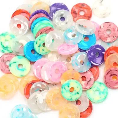 8mm Vinyl/Vulcanite Heishi Beads - Mixed Colors (Rainbow Flower)