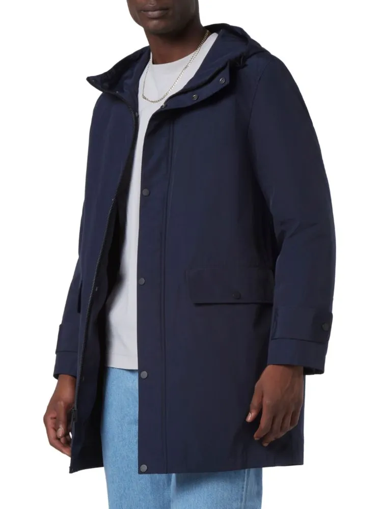 Andrew Marc Tucker Parka with Hood, Navy Blue
