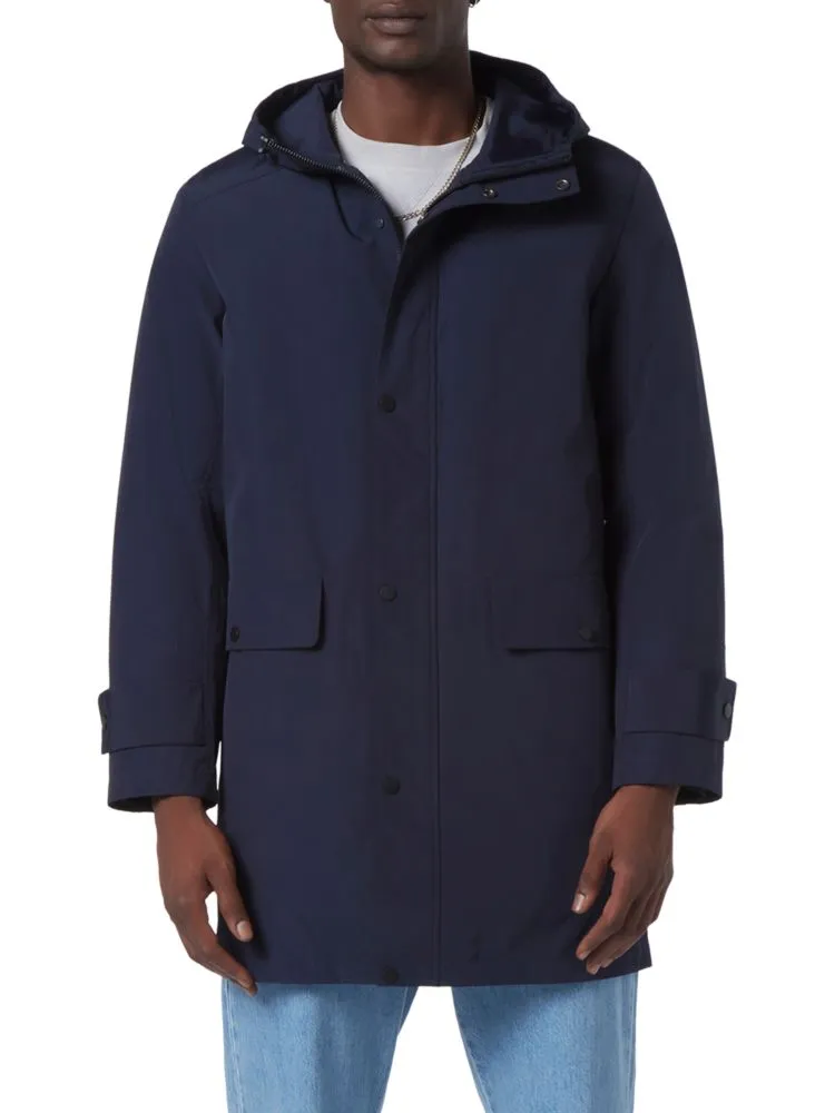 Andrew Marc Tucker Parka with Hood, Navy Blue