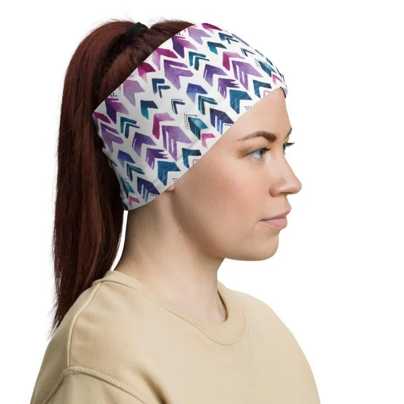 Arrow watercolor neck gaiter Face Scarf, Washable reusable blue purple print cover beanie, Girls women mask Gift for her - US Fast Shipping