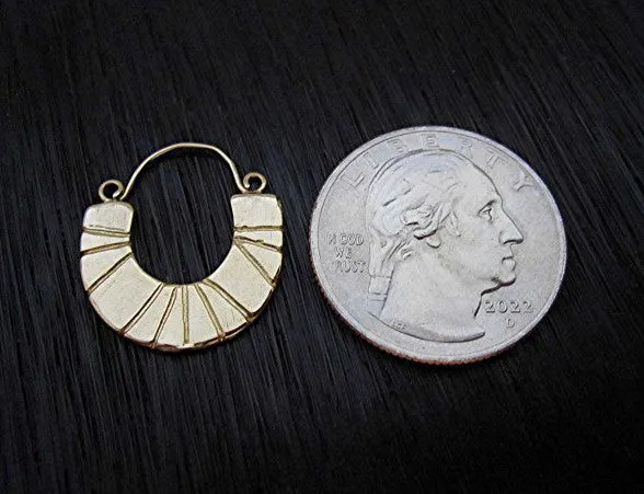 Artisan Half Circle Earring Dangle in Gold Bronze (one pair) (N)