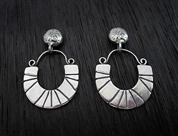 Artisan Half Circle Earring Dangle in Gold Bronze (one pair) (N)