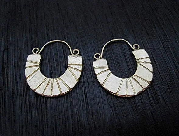 Artisan Half Circle Earring Dangle in Gold Bronze (one pair) (N)