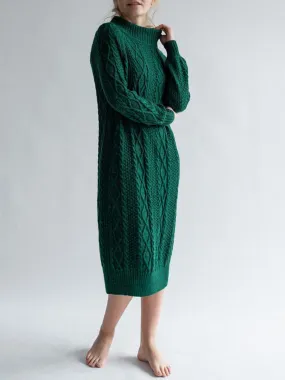 Autumn And Winter Warm Twist Round Neck Women'S Knitted Long Dress