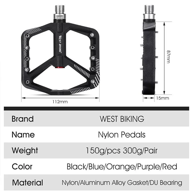 Bicycle Pedal Anti-slip Ultralight Nylon MTB Mountain Bike Pedal Sealed Bearings Pedals Bicycle Accessories Parts