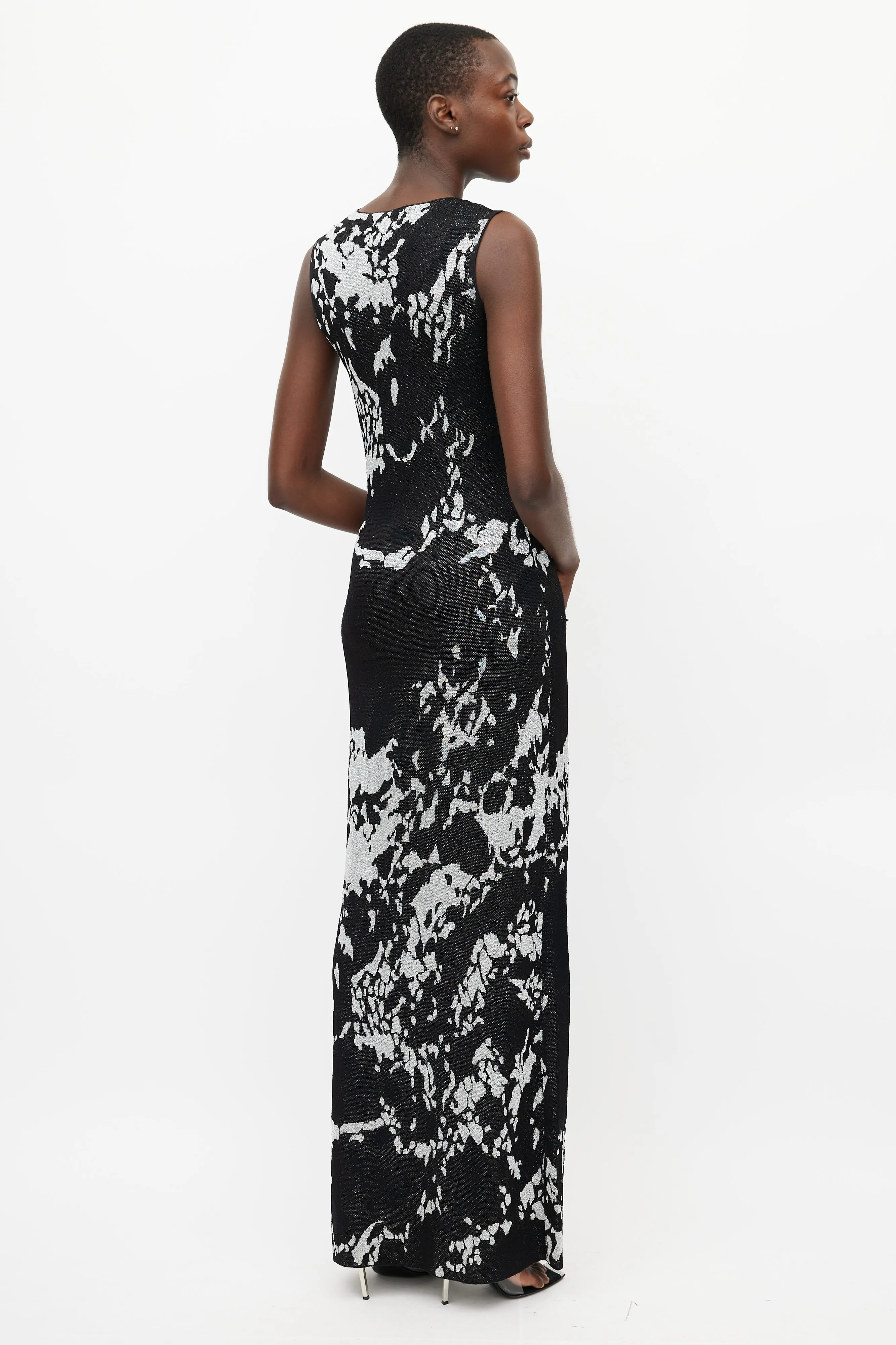 Black & Silver Metallic Cut Out Maxi Dress