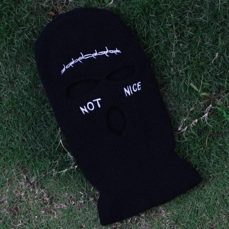 Black Not Nice Stitches Three Holes Ski Mask