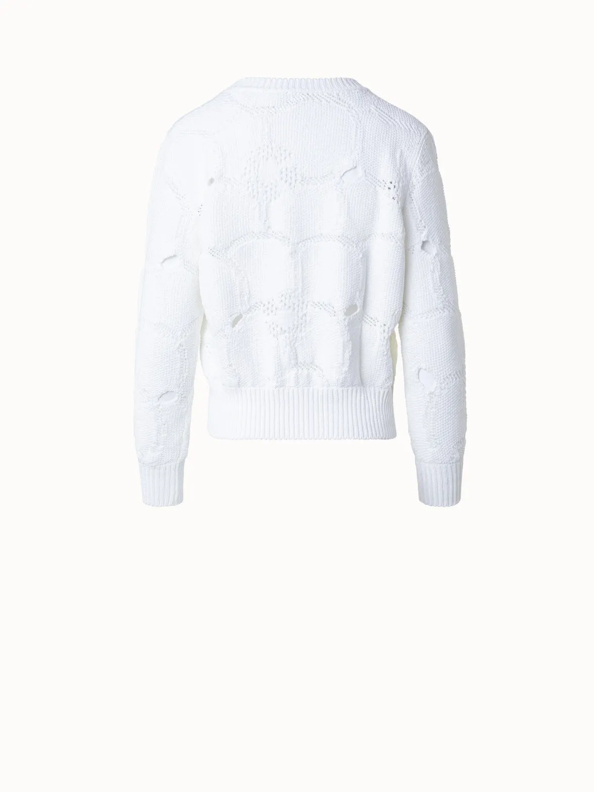 Cotton Stretch Knit Sweater with Anemones Jacquard