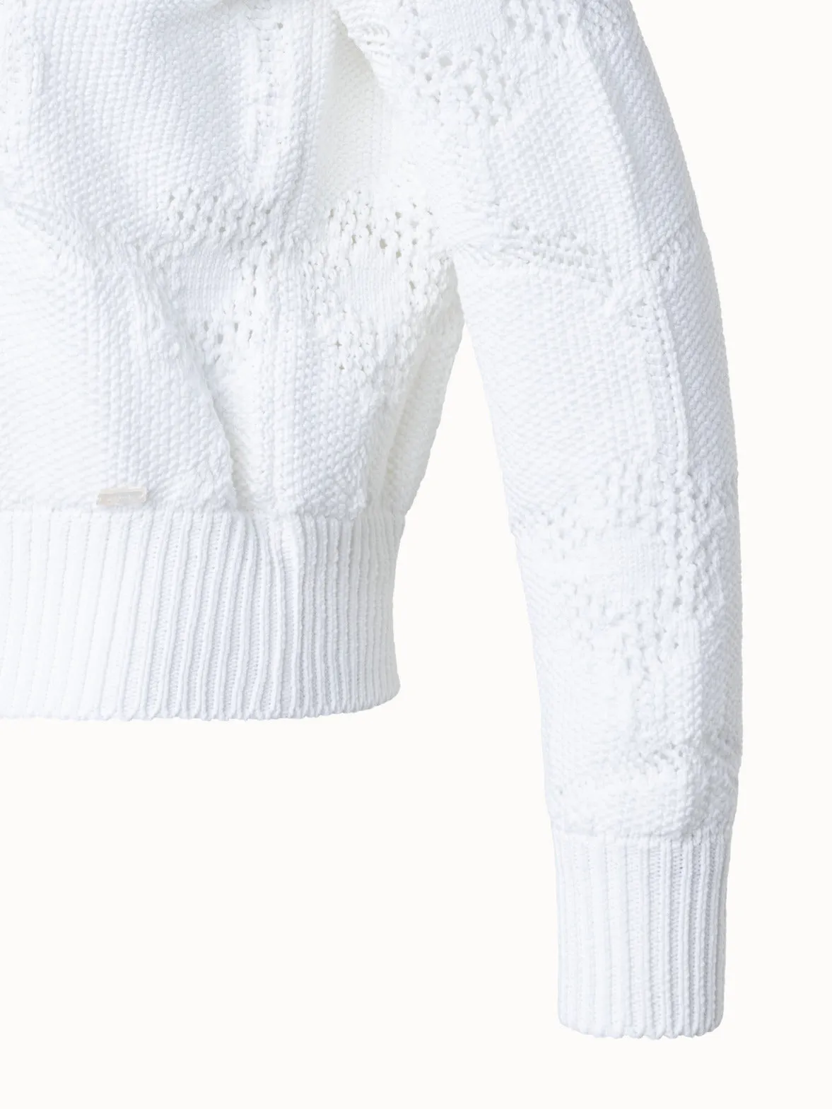 Cotton Stretch Knit Sweater with Anemones Jacquard