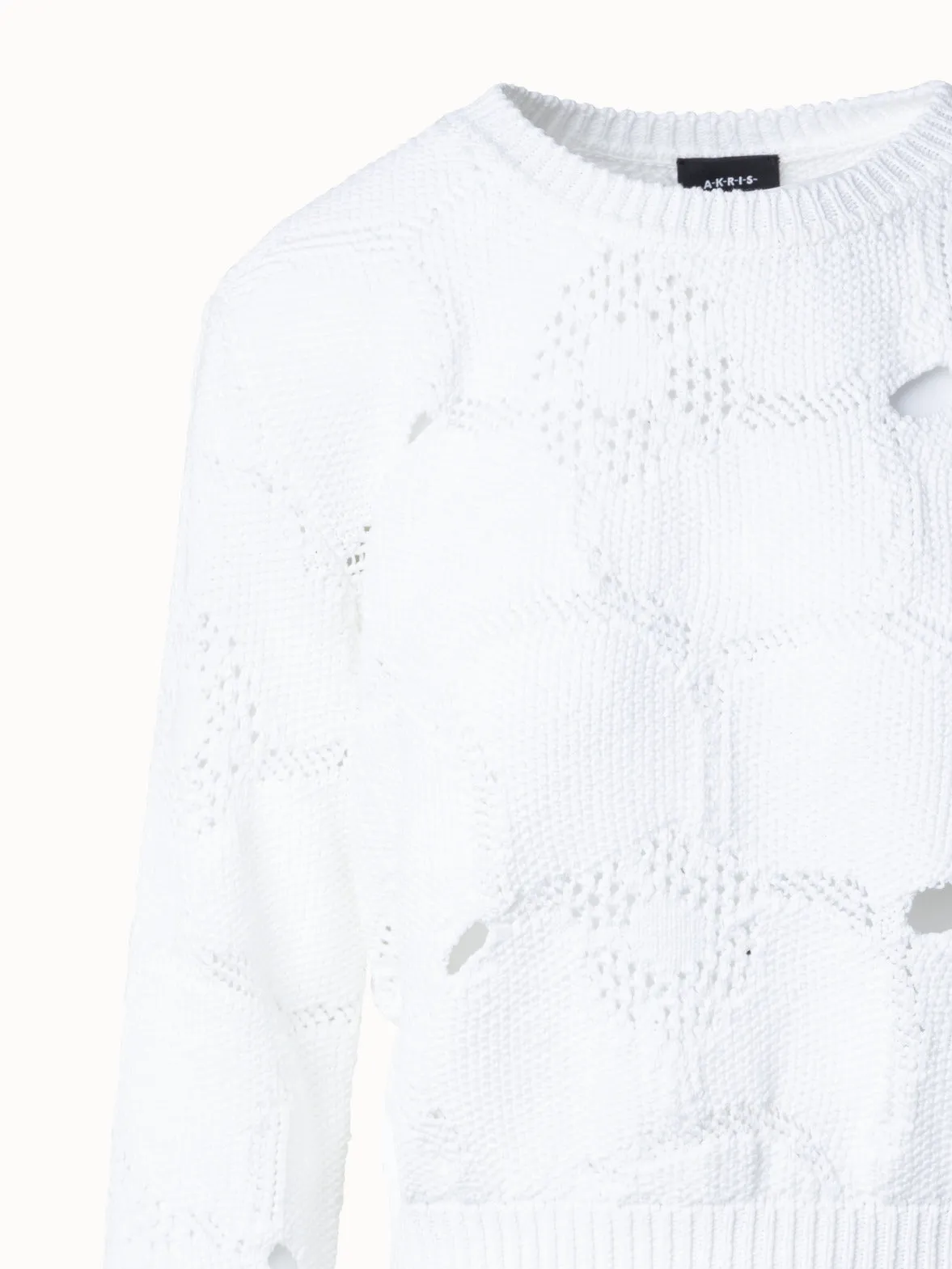 Cotton Stretch Knit Sweater with Anemones Jacquard
