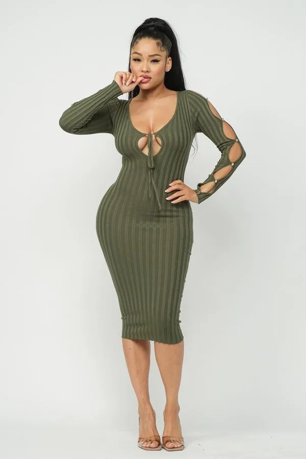 Cutout Ribbed Midi Dress