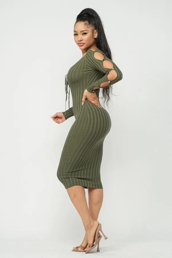 Cutout Ribbed Midi Dress