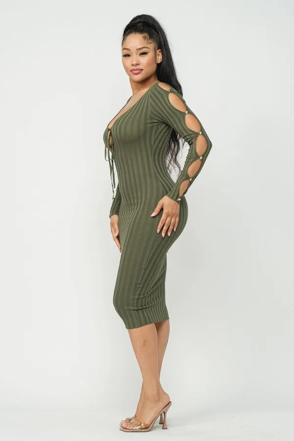 Cutout Ribbed Midi Dress