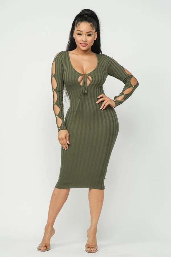 Cutout Ribbed Midi Dress