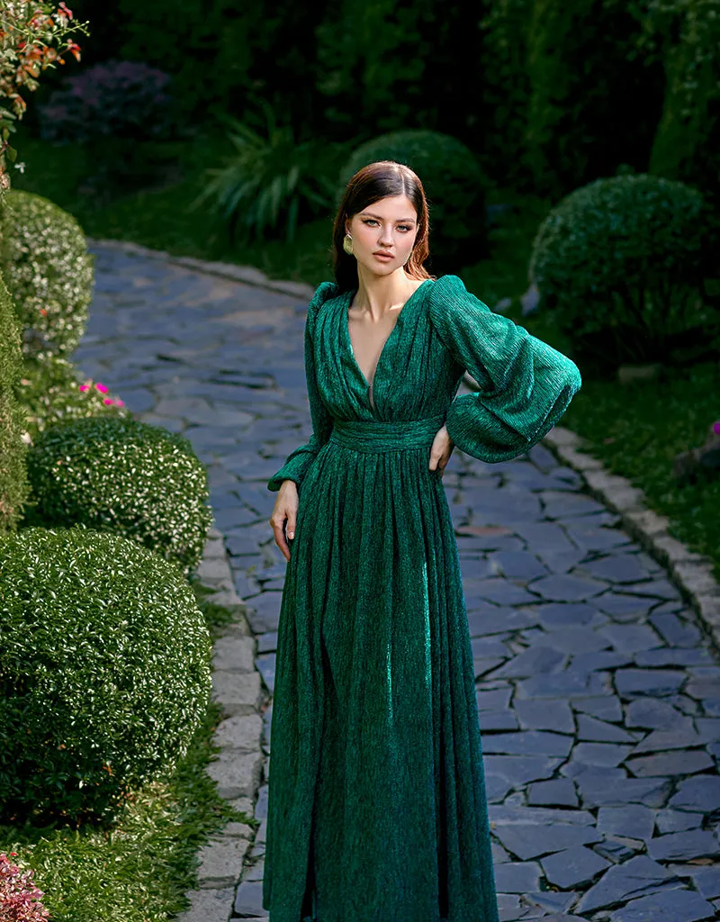 DOMINIQUE V NECK LONG SLEEVE MAXI BL66D22L