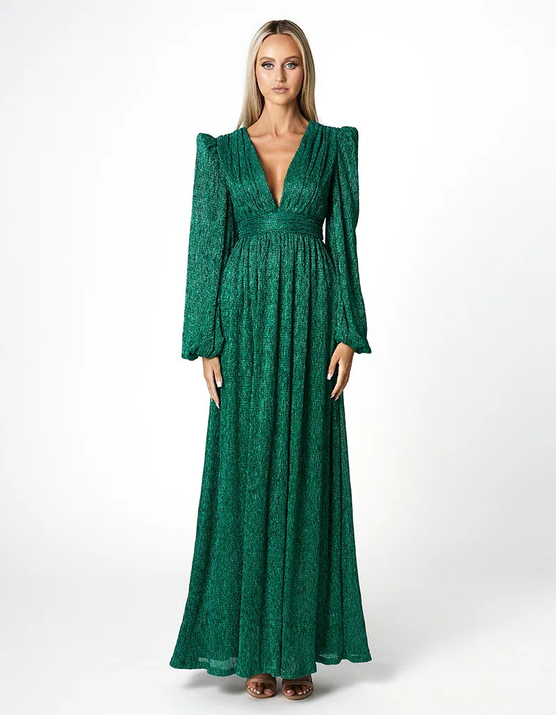 DOMINIQUE V NECK LONG SLEEVE MAXI BL66D22L
