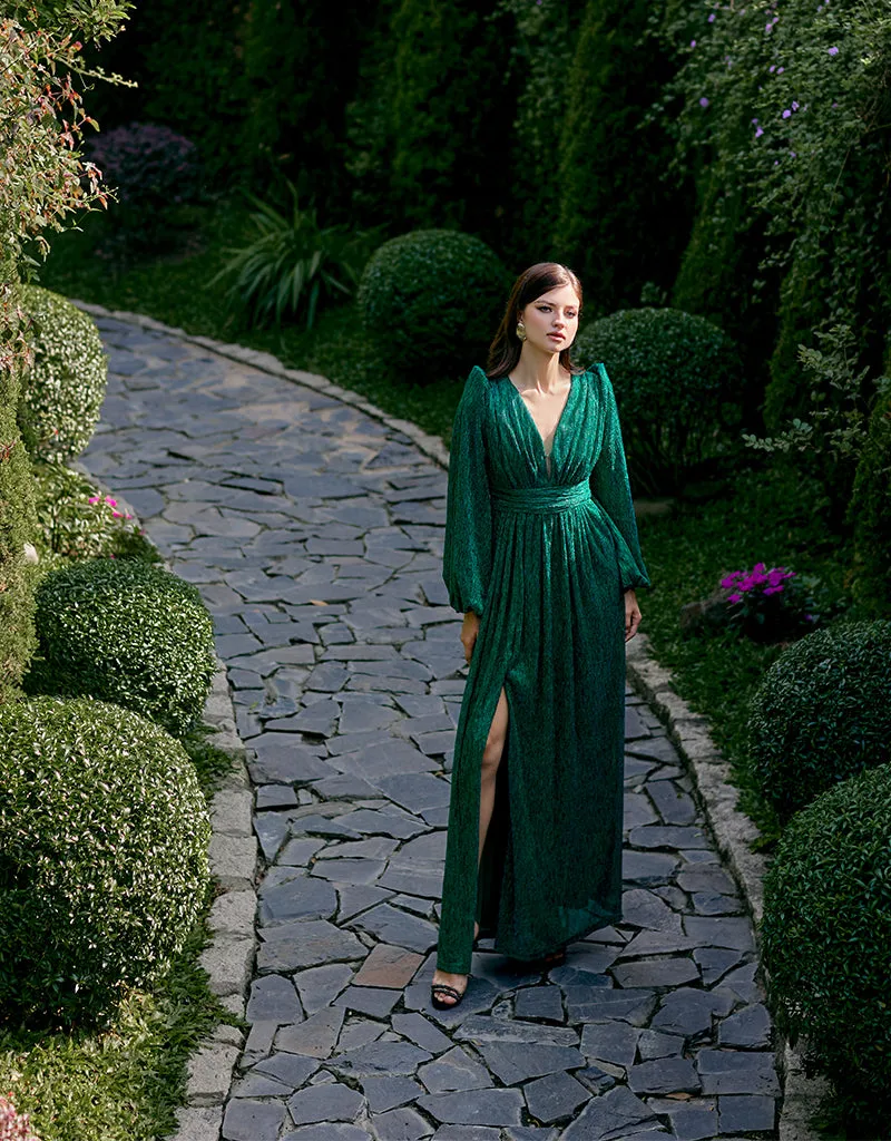 DOMINIQUE V NECK LONG SLEEVE MAXI BL66D22L