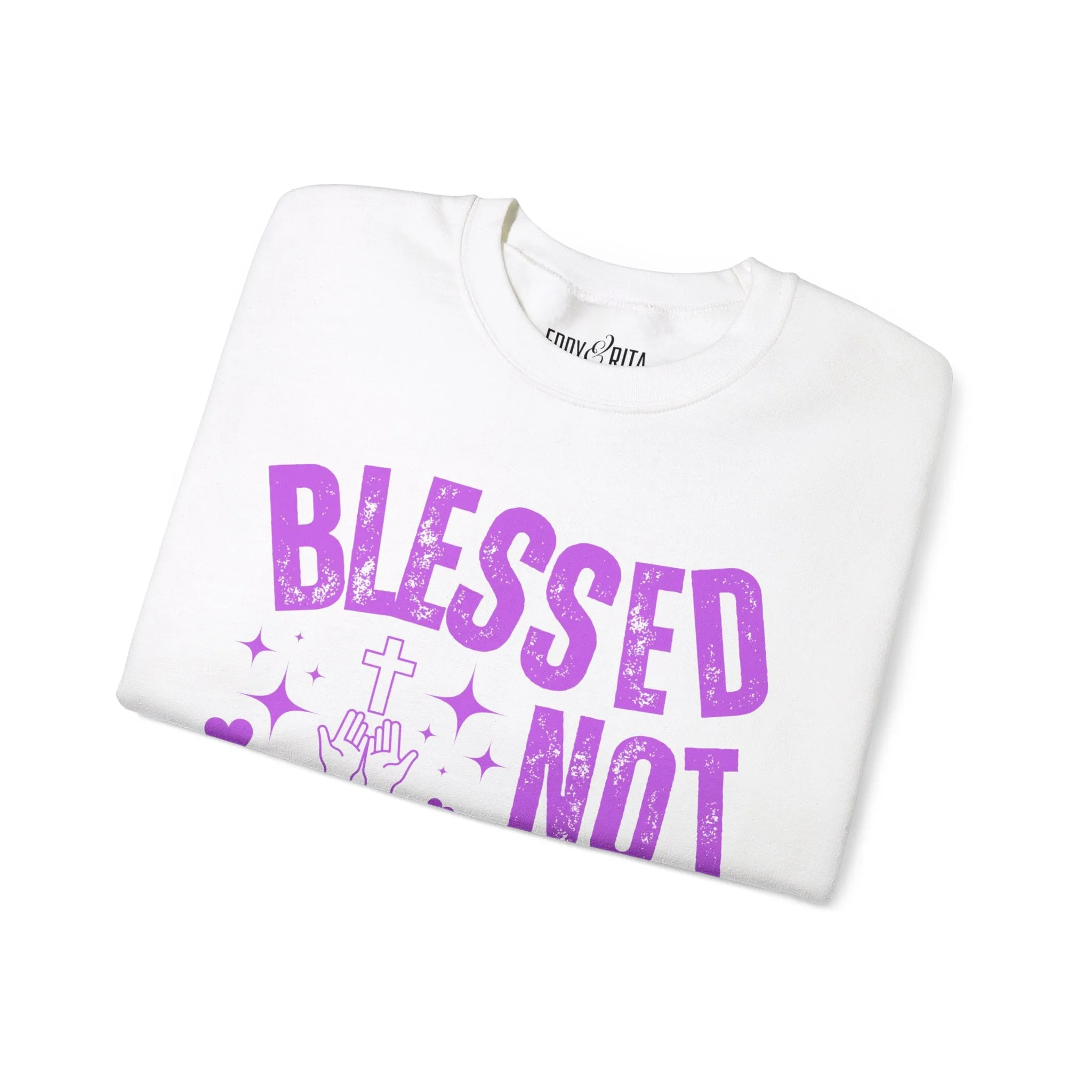 Eddy and Rita Women's Heavy Crewneck Sweatshirt - "Blessed Not Spooked" Christian Halloween Graphic Pullover