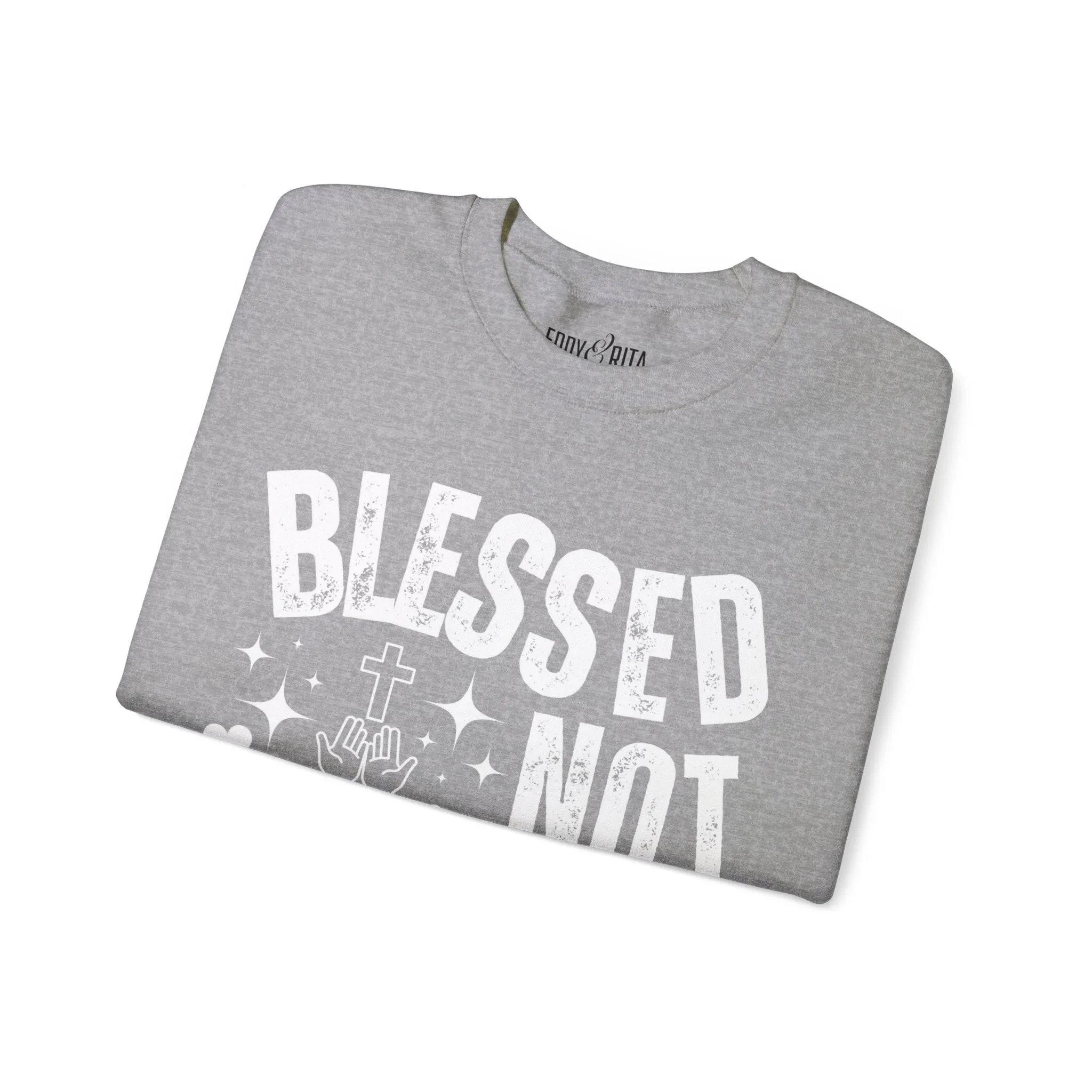 Eddy and Rita Women's Heavy Crewneck Sweatshirt - "Blessed Not Spooked" Christian Halloween Graphic Pullover