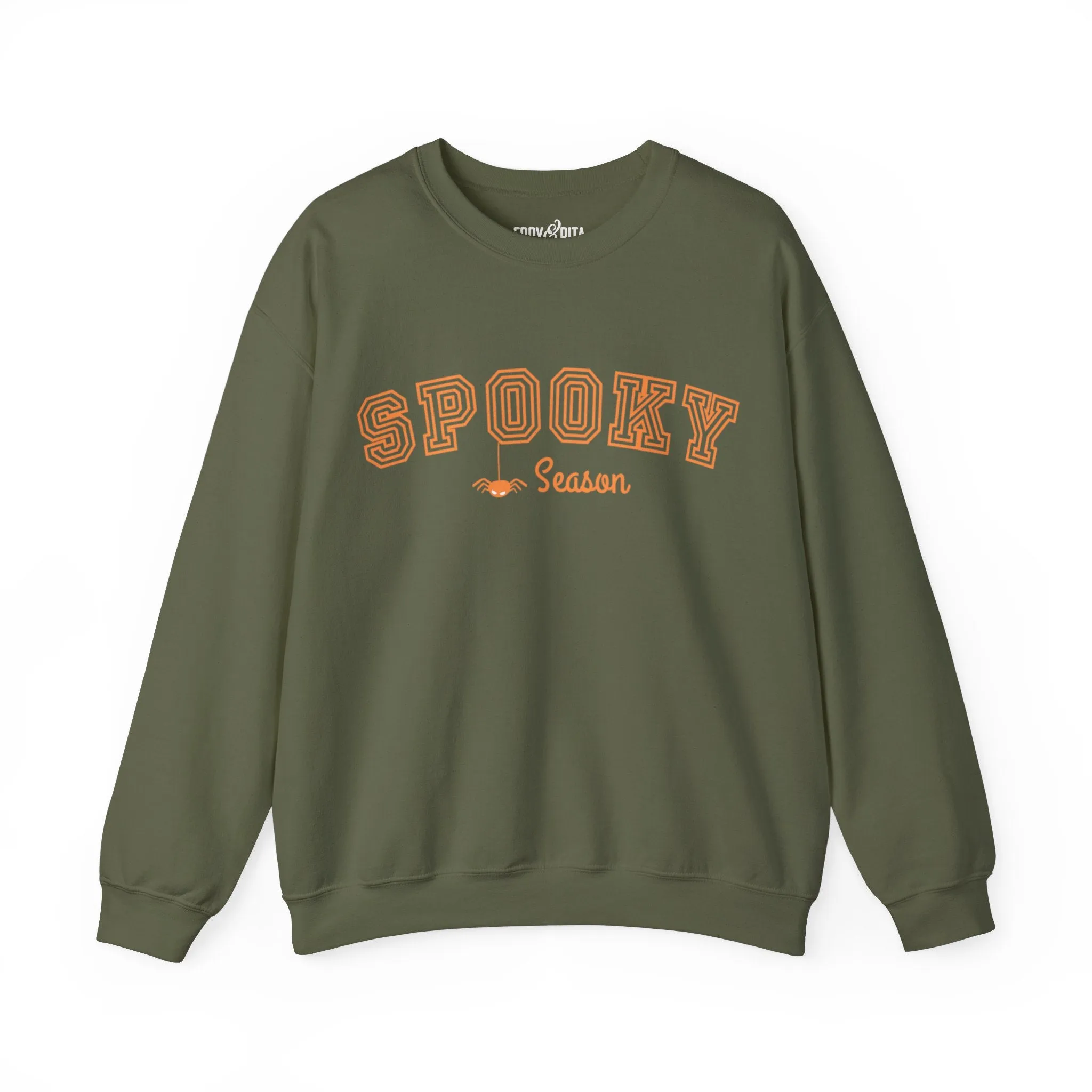 Eddy and Rita Women's Heavy Crewneck Sweatshirt - "Spooky Season" Halloween Graphic Pullover