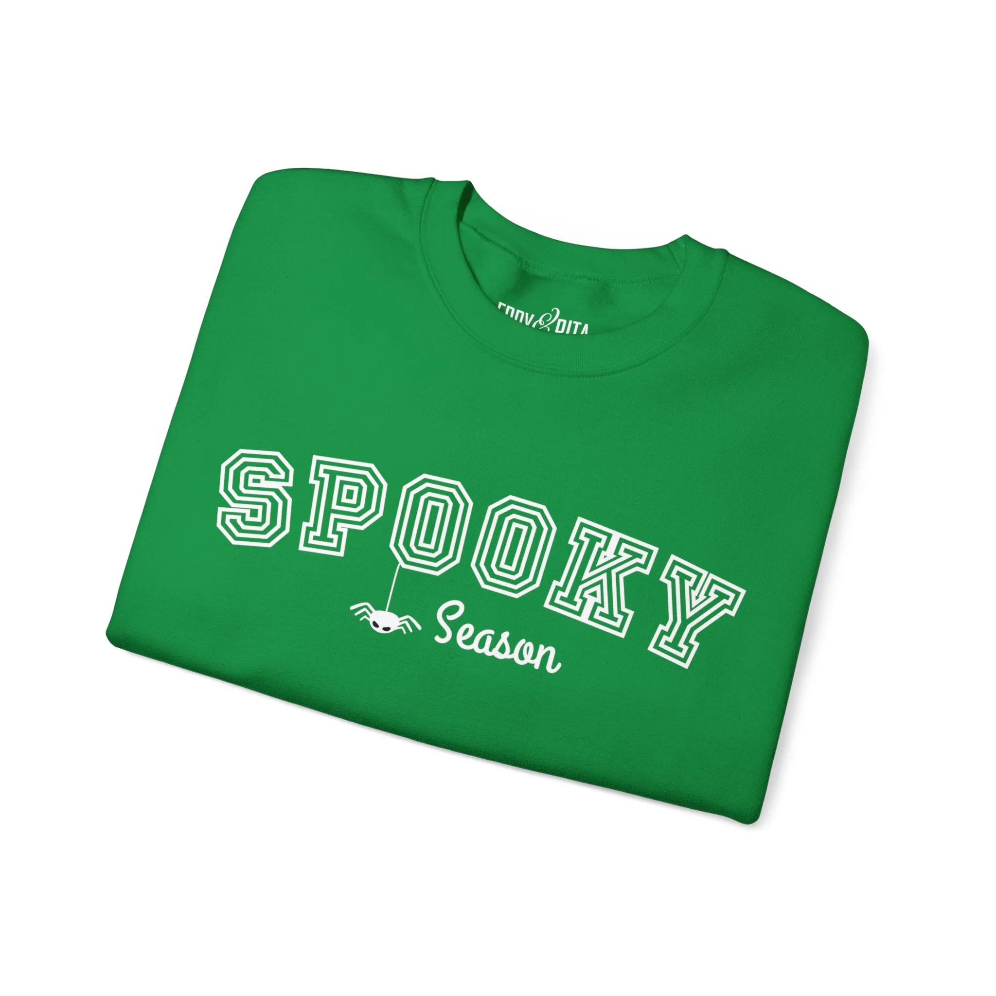 Eddy and Rita Women's Heavy Crewneck Sweatshirt - "Spooky Season" Halloween Graphic Pullover
