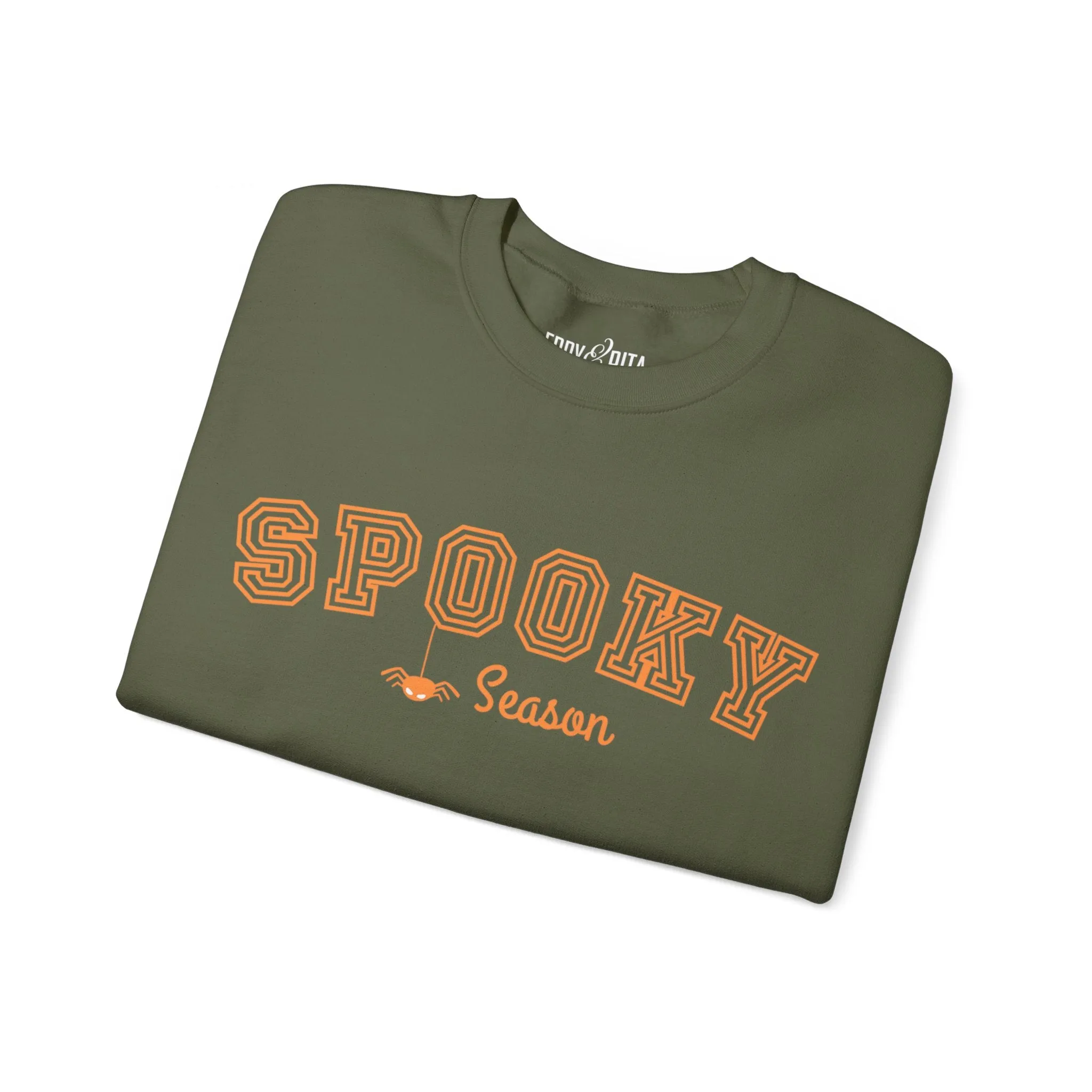 Eddy and Rita Women's Heavy Crewneck Sweatshirt - "Spooky Season" Halloween Graphic Pullover