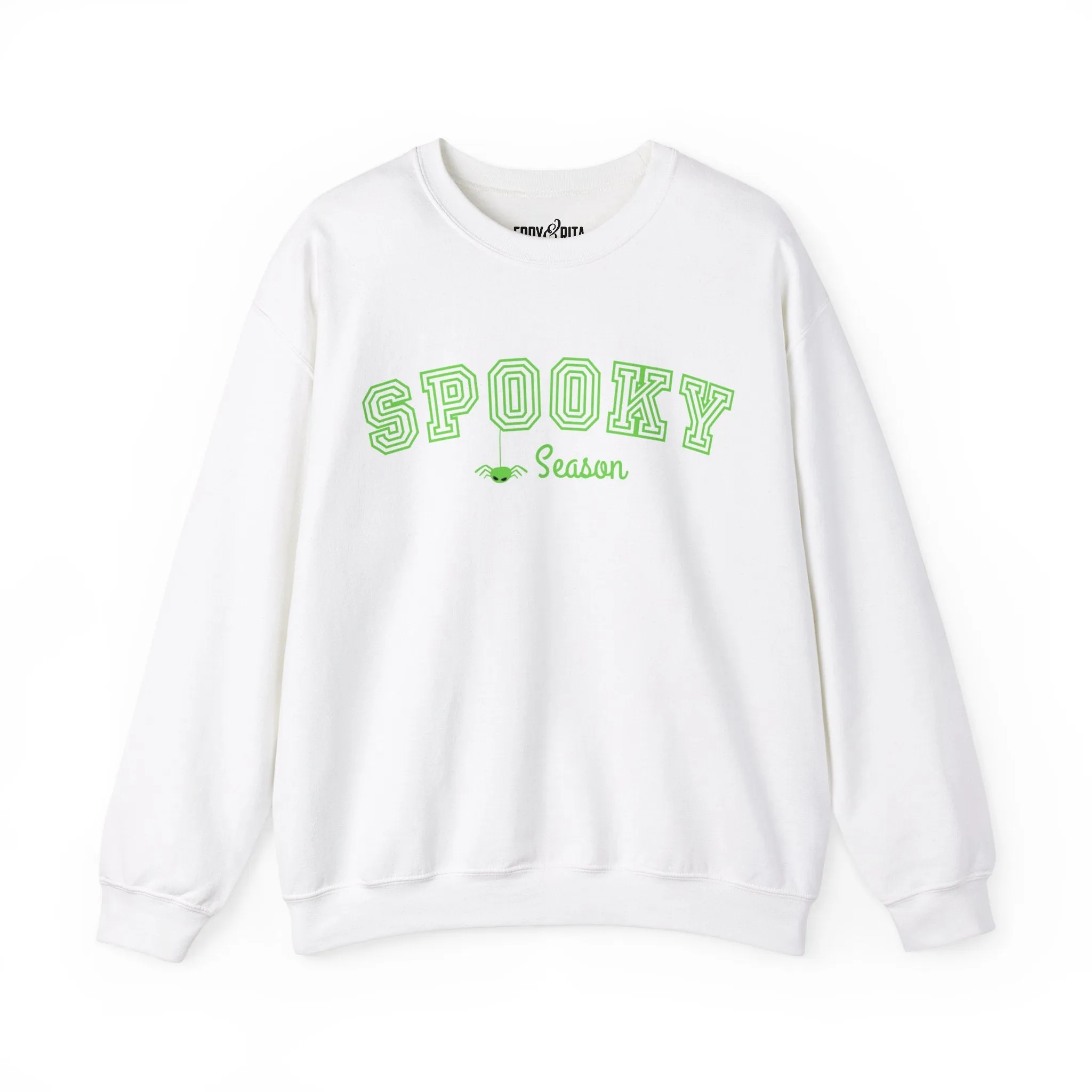 Eddy and Rita Women's Heavy Crewneck Sweatshirt - "Spooky Season" Halloween Graphic Pullover