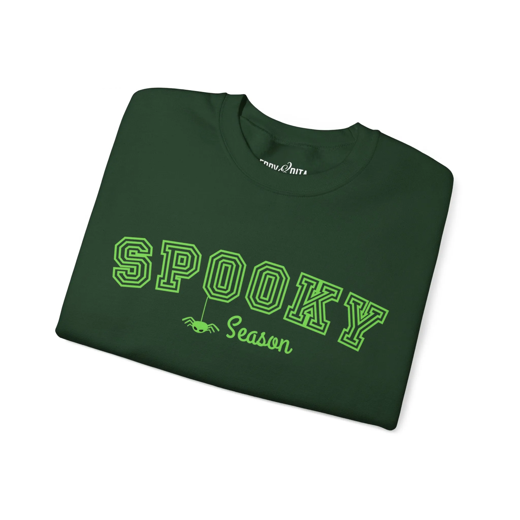 Eddy and Rita Women's Heavy Crewneck Sweatshirt - "Spooky Season" Halloween Graphic Pullover