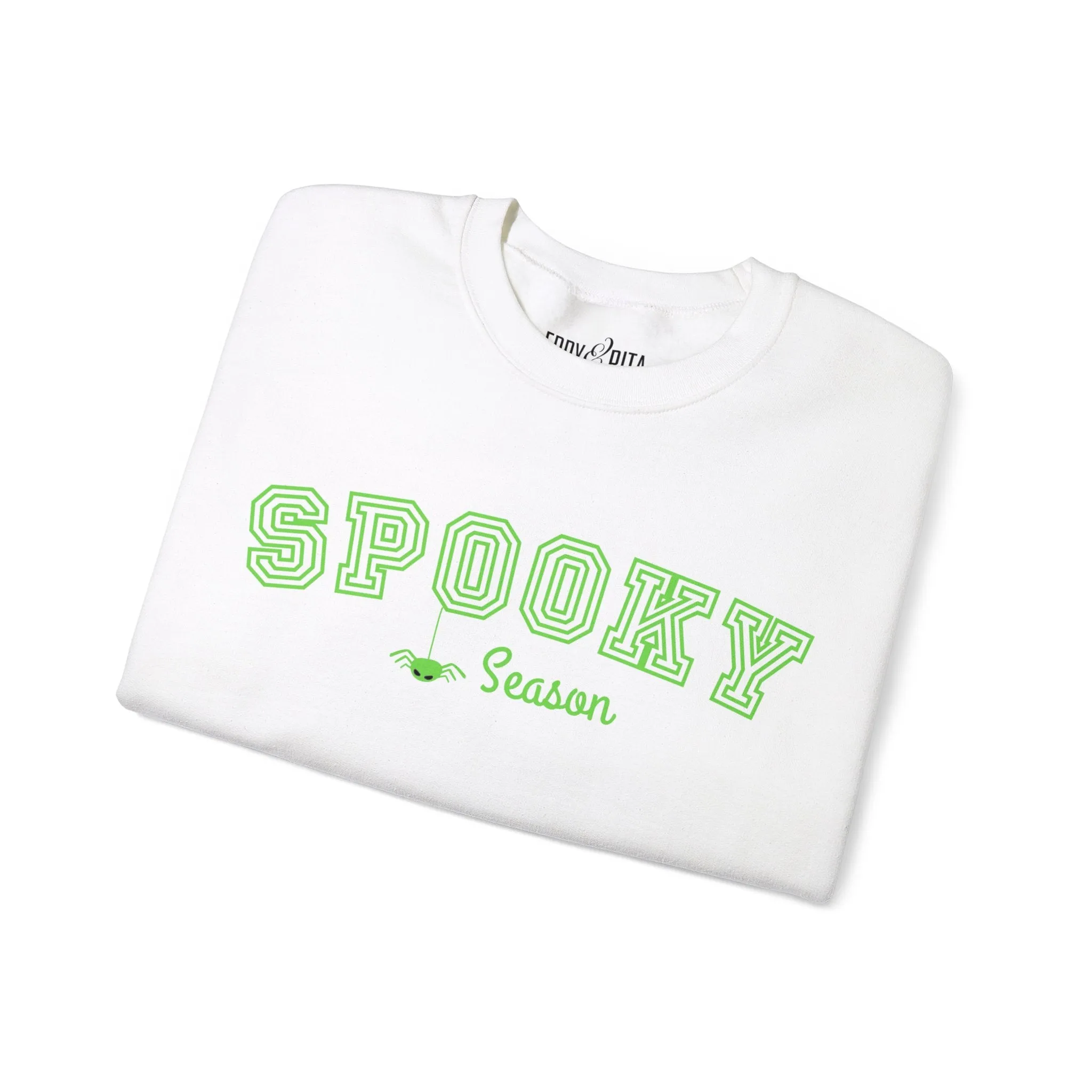 Eddy and Rita Women's Heavy Crewneck Sweatshirt - "Spooky Season" Halloween Graphic Pullover