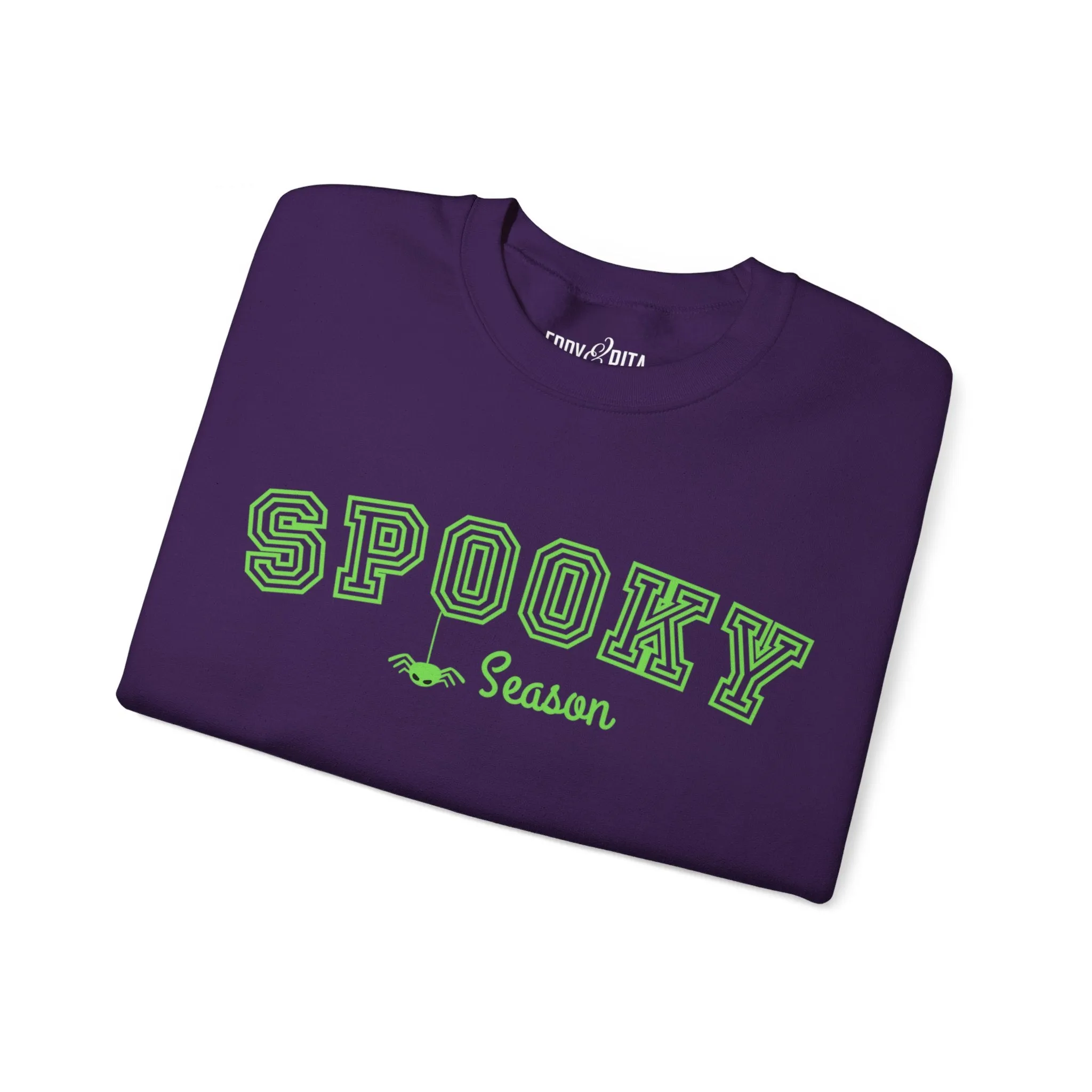 Eddy and Rita Women's Heavy Crewneck Sweatshirt - "Spooky Season" Halloween Graphic Pullover