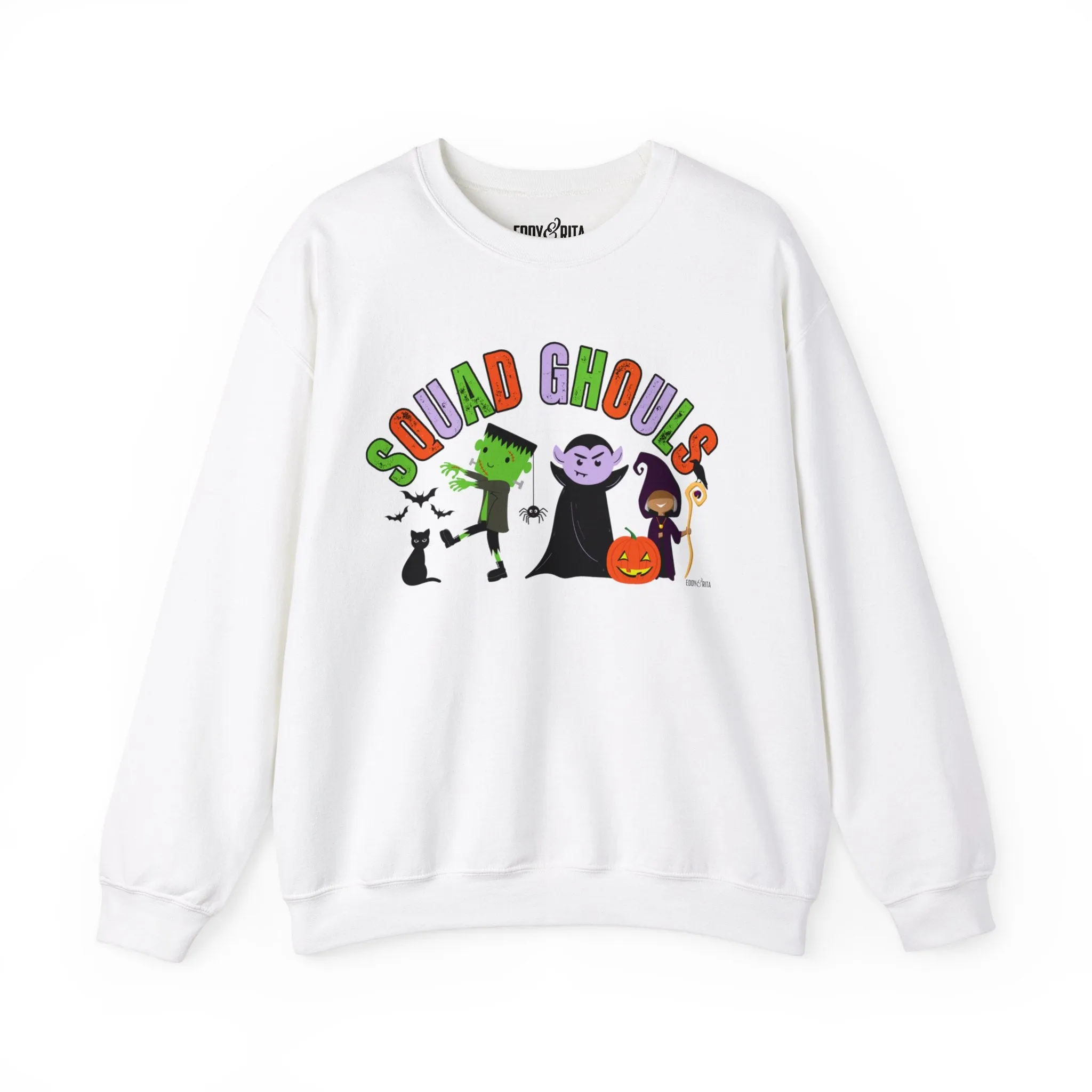 Eddy and Rita Women's Heavy Sweatshirt - "Squad Ghouls" with Halloween Monsters for Halloween