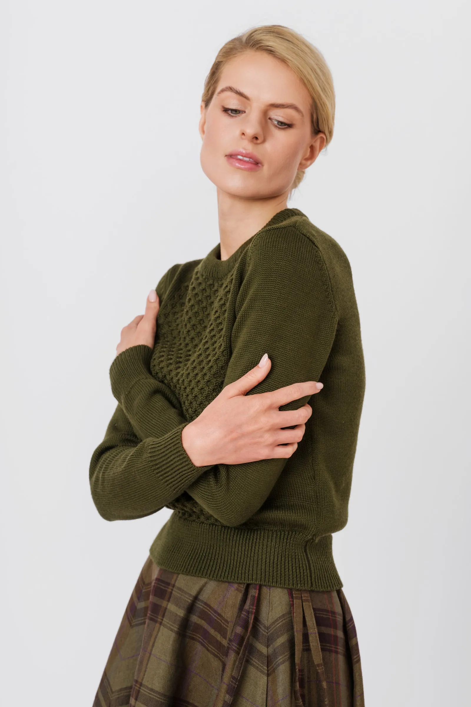 Elaine Pullover, Merino Wool, Moss Green
