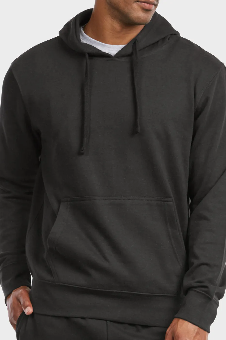 ET TU MEN'S LIGHTWEIGHT FLEECE PULLOVER HOODIE (HD1020E_BLACK)