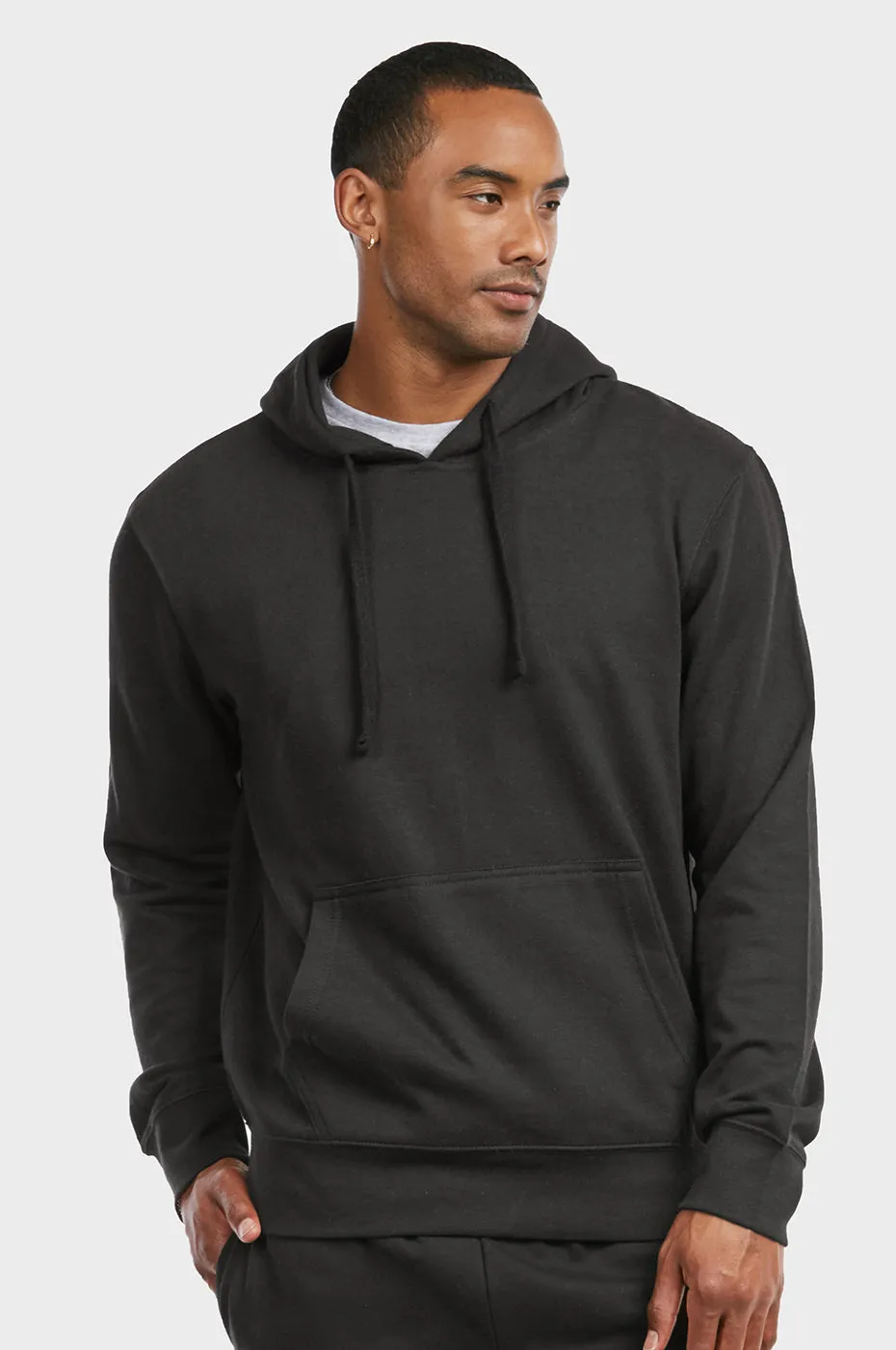 ET TU MEN'S LIGHTWEIGHT FLEECE PULLOVER HOODIE (HD1020E_BLACK)