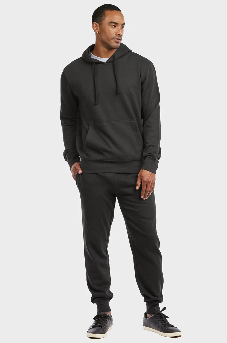 ET TU MEN'S LIGHTWEIGHT FLEECE PULLOVER HOODIE (HD1020E_BLACK)