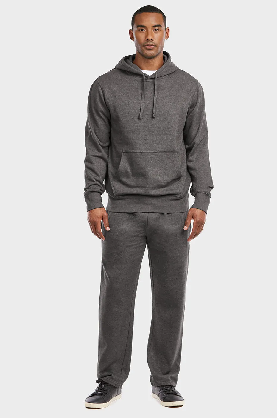 ET TU MEN'S LIGHTWEIGHT FLEECE PULLOVER HOODIE (HD1020E_CH-GR)