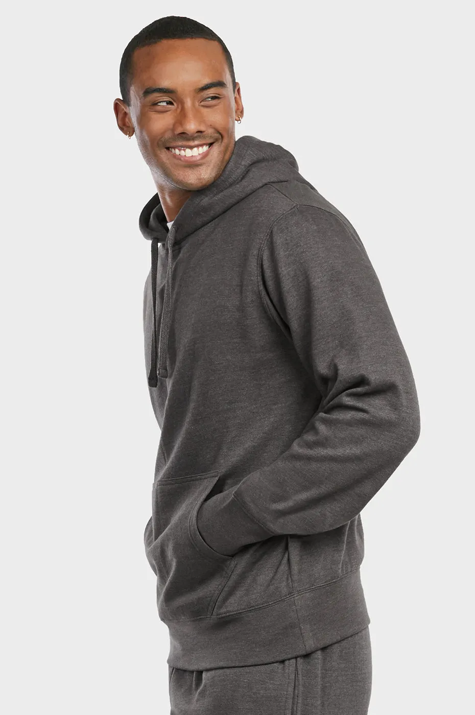 ET TU MEN'S LIGHTWEIGHT FLEECE PULLOVER HOODIE (HD1020E_CH-GR)
